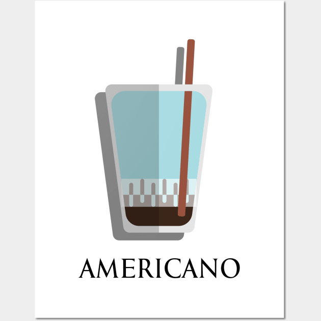 Iced Cold Americano coffee front view in flat design style Wall Art by FOGSJ